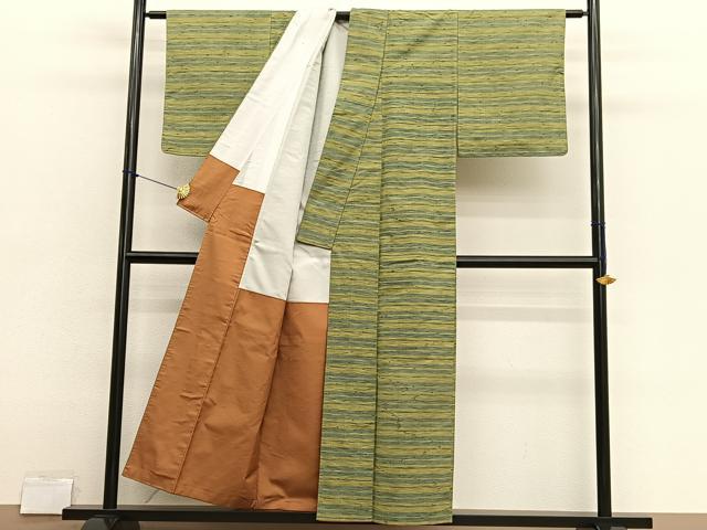 平和屋着物■上質な紬　横段文　正絹　逸品　BAAX2891hv