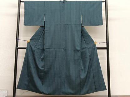 平和屋着物■本塩沢　縞　正絹　逸品　未使用　BAAX2892hv