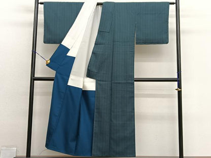 平和屋着物■本塩沢　縞　正絹　逸品　未使用　BAAX2892hv