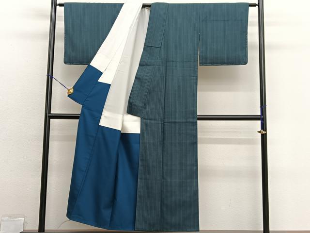 平和屋着物■本塩沢　縞　正絹　逸品　未使用　BAAX2892hv