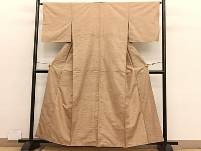 平和屋着物■上質な紬　横段文　正絹　逸品　BAAX2893hv