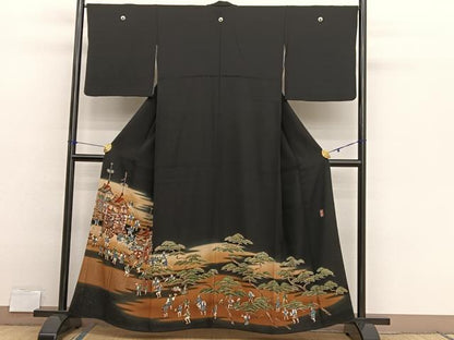 平和屋着物■豪華黒留袖　作家物　駒刺繍　祇園祭　暈し染め　金彩　正絹　逸品　BAAX2894hv