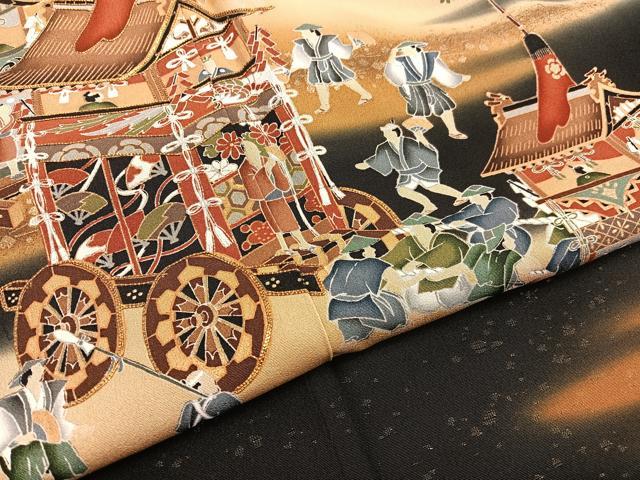 平和屋着物■豪華黒留袖　作家物　駒刺繍　祇園祭　暈し染め　金彩　正絹　逸品　BAAX2894hv