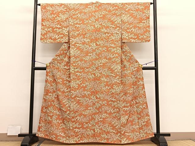 平和屋着物■上質な小紋　草花文　正絹　逸品　BAAX2896hv