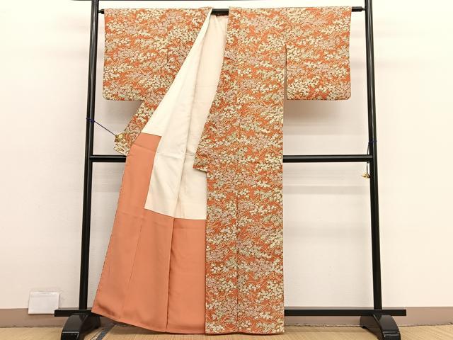 平和屋着物■上質な小紋　草花文　正絹　逸品　BAAX2896hv
