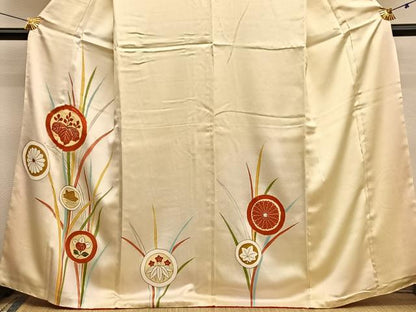 平和屋着物■訪問着　駒刺繍　花丸文　暈し染め　金彩　正絹　逸品　BAAX2901hv