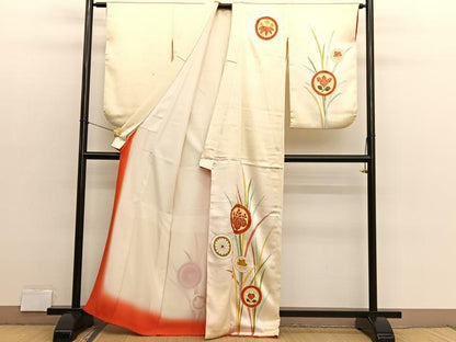 平和屋着物■訪問着　駒刺繍　花丸文　暈し染め　金彩　正絹　逸品　BAAX2901hv