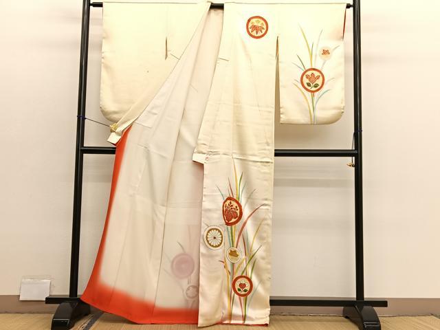 平和屋着物■訪問着　駒刺繍　花丸文　暈し染め　金彩　正絹　逸品　BAAX2901hv