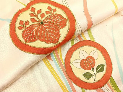 平和屋着物■訪問着　駒刺繍　花丸文　暈し染め　金彩　正絹　逸品　BAAX2901hv