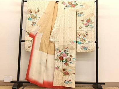 平和屋着物■豪華振袖　刺繍　草花文　暈し染め　金彩　正絹　逸品　BAAX2905hv