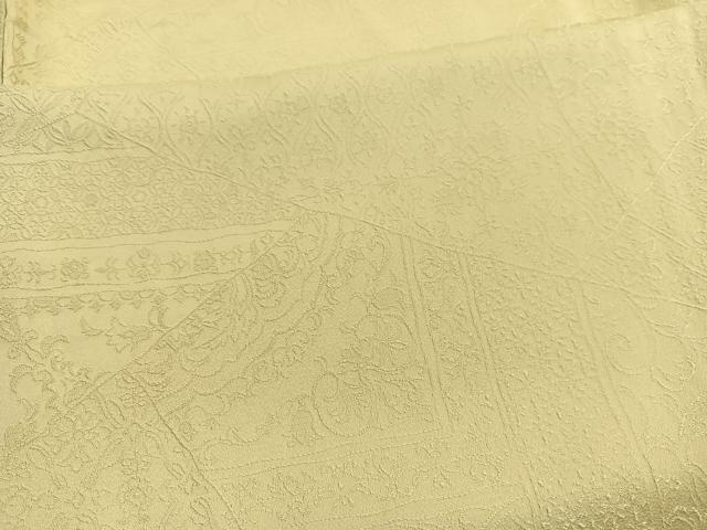 平和屋着物■上質な色無地　切嵌飾花地紋　枯草色　正絹　逸品　BAAX2910hv