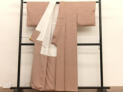 平和屋着物■上質な色無地　枝葉地紋　伽羅色　正絹　逸品　BAAX2911hv