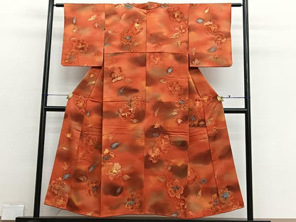 平和屋着物■上質な小紋　地紋起こし　枝花文　正絹　逸品　BAAX2913hv