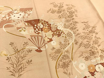 平和屋着物■訪問着　刺繍　扇面花文　金彩　やまと誂製　正絹　逸品　BAAX2914hv
