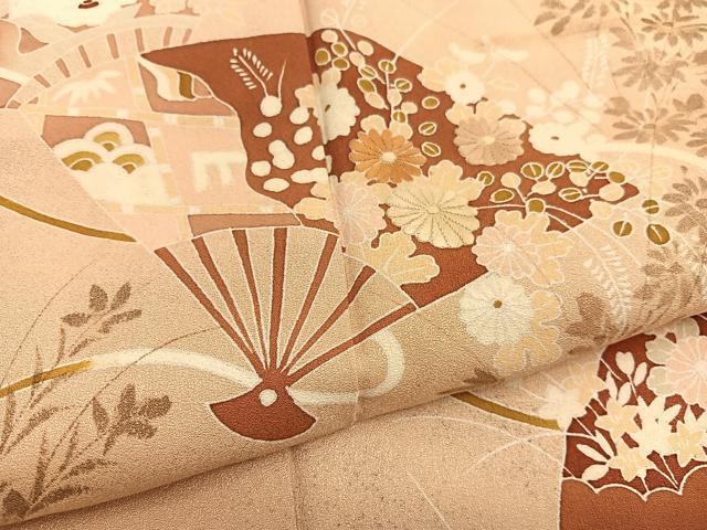 平和屋着物■訪問着　刺繍　扇面花文　金彩　やまと誂製　正絹　逸品　BAAX2914hv