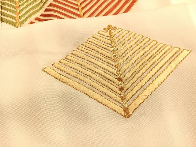 平和屋着物■訪問着　駒刺繍　若松葉菱文　金彩　正絹　逸品　BAAX2915hv