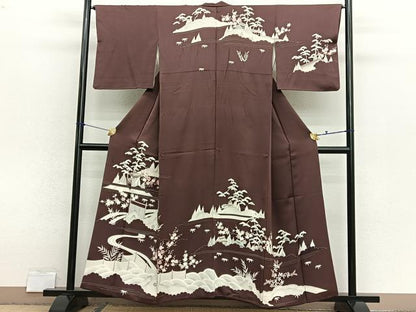 平和屋着物■中国三大刺繍　相良刺繍　訪問着　浜松文　金糸　正絹　逸品　BAAX2926hv