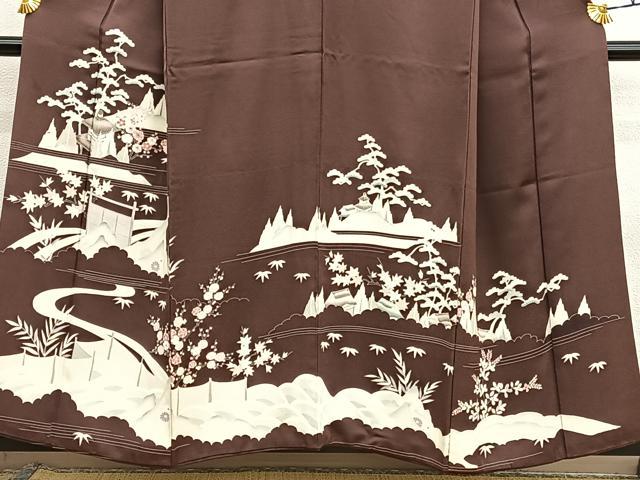 平和屋着物■中国三大刺繍　相良刺繍　訪問着　浜松文　金糸　正絹　逸品　BAAX2926hv