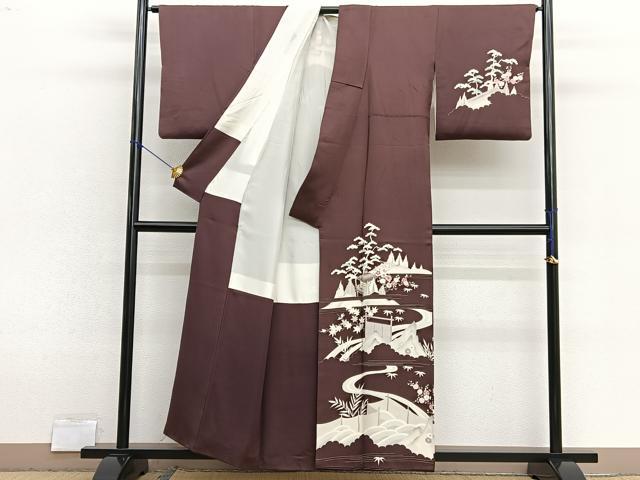 平和屋着物■中国三大刺繍　相良刺繍　訪問着　浜松文　金糸　正絹　逸品　BAAX2926hv