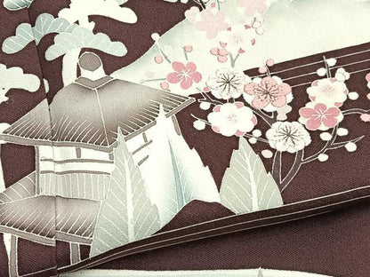 平和屋着物■中国三大刺繍　相良刺繍　訪問着　浜松文　金糸　正絹　逸品　BAAX2926hv