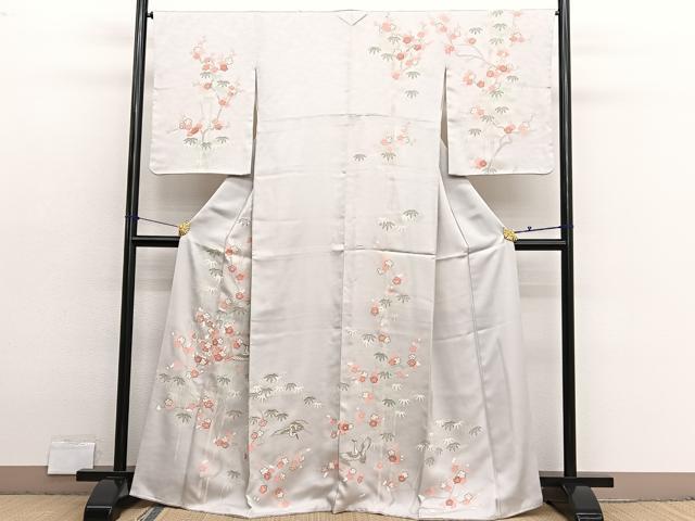 平和屋着物■訪問着　飛鶴笹竹梅文　正絹　逸品　BAAX2927hv