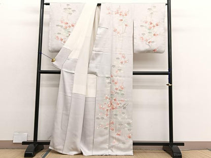 平和屋着物■訪問着　飛鶴笹竹梅文　正絹　逸品　BAAX2927hv