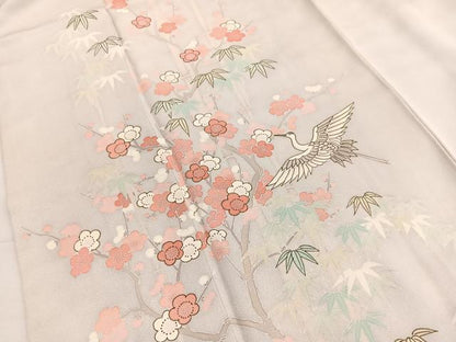 平和屋着物■訪問着　飛鶴笹竹梅文　正絹　逸品　BAAX2927hv