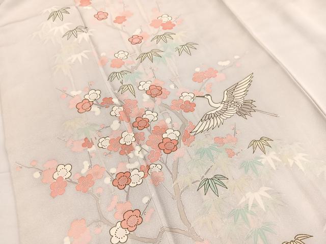 平和屋着物■訪問着　飛鶴笹竹梅文　正絹　逸品　BAAX2927hv