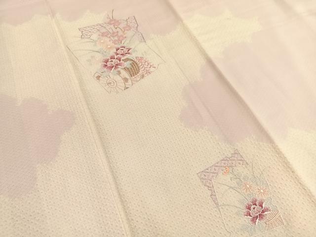 平和屋着物■訪問着　絞り　刺繍　色紙重ね花車文　正絹　逸品　BAAX2928hv