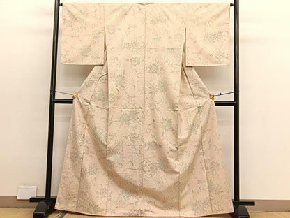 平和屋着物■上質な紬　更紗花文　正絹　逸品　BAAX2935hv
