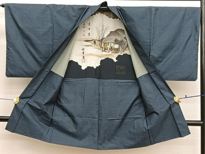 平和屋着物■男性　本場大島紬　アンサンブル　80亀甲　総詰め　正絹　逸品　BAAX2938hv