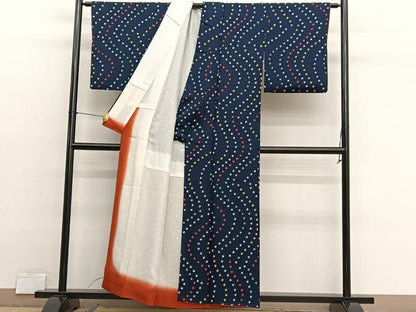 平和屋着物■上質な小紋　絞り　流水文　正絹　逸品　BAAX2942hv