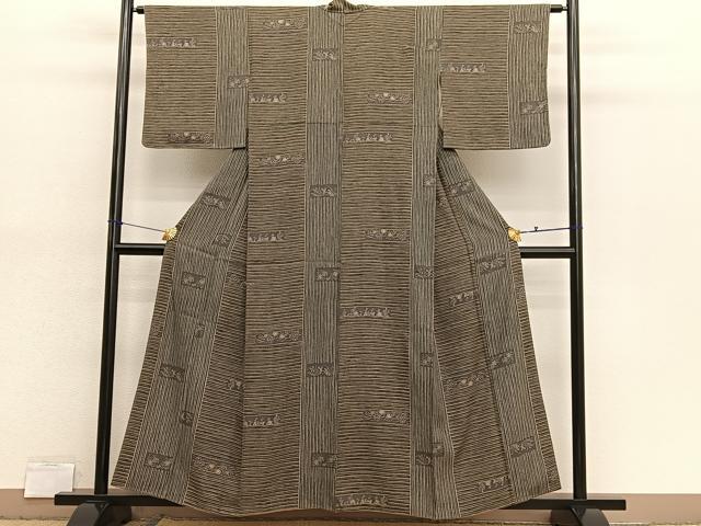 平和屋着物■上質な小紋　横段花文　正絹　逸品　BAAX2957hv
