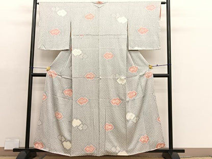 平和屋着物■上質な小紋　総絞り　菱文様　正絹　逸品　BAAX2949hv