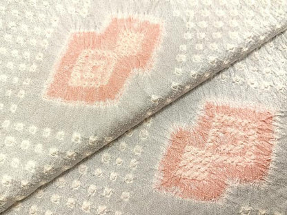 平和屋着物■上質な小紋　総絞り　菱文様　正絹　逸品　BAAX2949hv