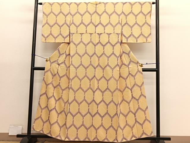 平和屋着物■上質な小紋　総絞り　亀甲文　正絹　逸品　BAAX2951hv