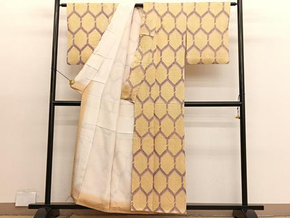 平和屋着物■上質な小紋　総絞り　亀甲文　正絹　逸品　BAAX2951hv