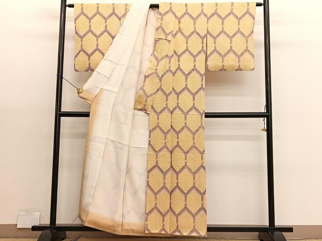 平和屋着物■上質な小紋　総絞り　亀甲文　正絹　逸品　BAAX2951hv