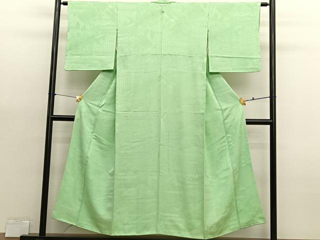 平和屋着物■上質な色無地　浜松地紋　若菜色　正絹　逸品　BAAX2952hv