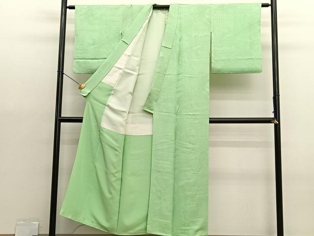 平和屋着物■上質な色無地　浜松地紋　若菜色　正絹　逸品　BAAX2952hv