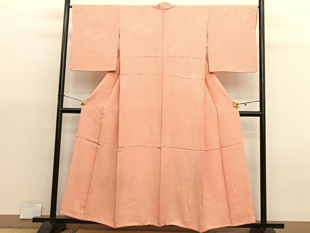 平和屋着物■上質な色無地　雲取り有職地紋　深支子色　正絹　逸品　BAAX2953hv