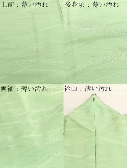 平和屋着物■上質な色無地　芝草地紋　若葉色　正絹　逸品　BAAX2954hv
