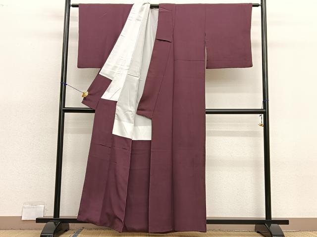 平和屋着物■上質な色無地　紫鳶色　正絹　逸品　BAAX2955hv