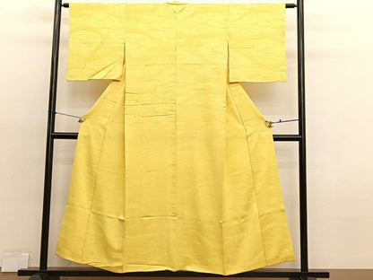平和屋着物■上質な色無地　流水梅楓地紋　花葉色　正絹　逸品　BAAX2956hv