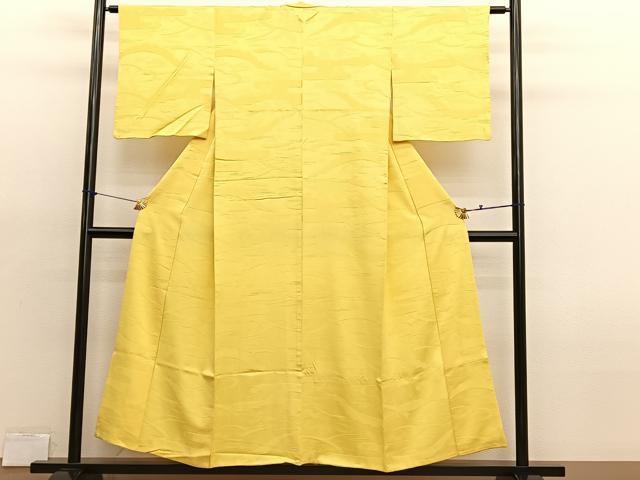 平和屋着物■上質な色無地　流水梅楓地紋　花葉色　正絹　逸品　BAAX2956hv