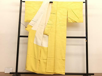 平和屋着物■上質な色無地　流水梅楓地紋　花葉色　正絹　逸品　BAAX2956hv