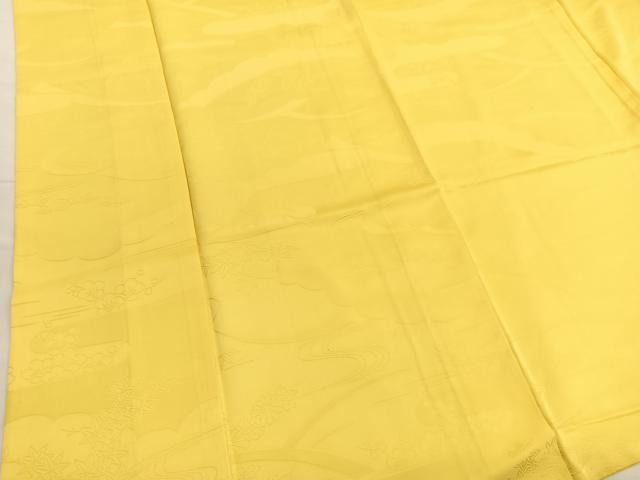 平和屋着物■上質な色無地　流水梅楓地紋　花葉色　正絹　逸品　BAAX2956hv