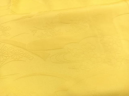 平和屋着物■上質な色無地　流水梅楓地紋　花葉色　正絹　逸品　BAAX2956hv