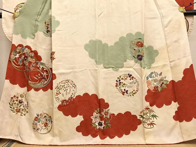 平和屋着物■豪華振袖　総刺繍　絞り　雲取り花丸文　金銀彩　伊勢丹扱い　正絹　逸品　BAAX2958hv