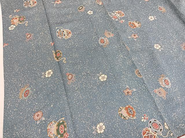 平和屋着物■上質な小紋　花鼓文　たたき染め　金彩　銀通し地　正絹　逸品　BAAX2959hv